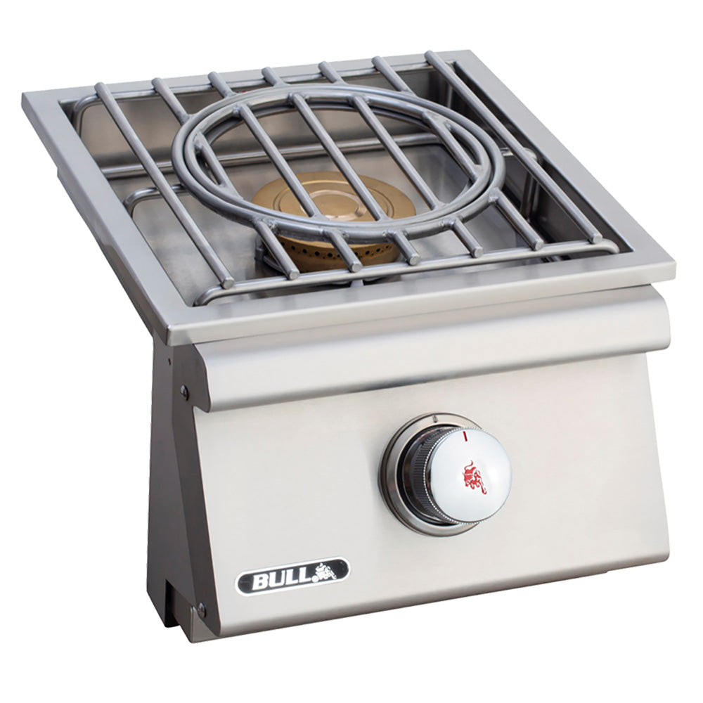 Slide-in single side burner with round heat-control dial and stainless grate
