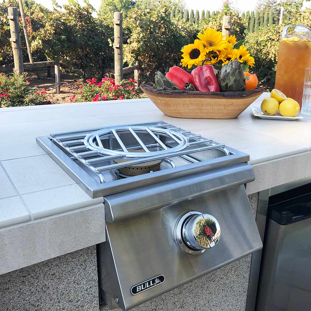 Stainless steel single side burner with grate and round heat-control knob