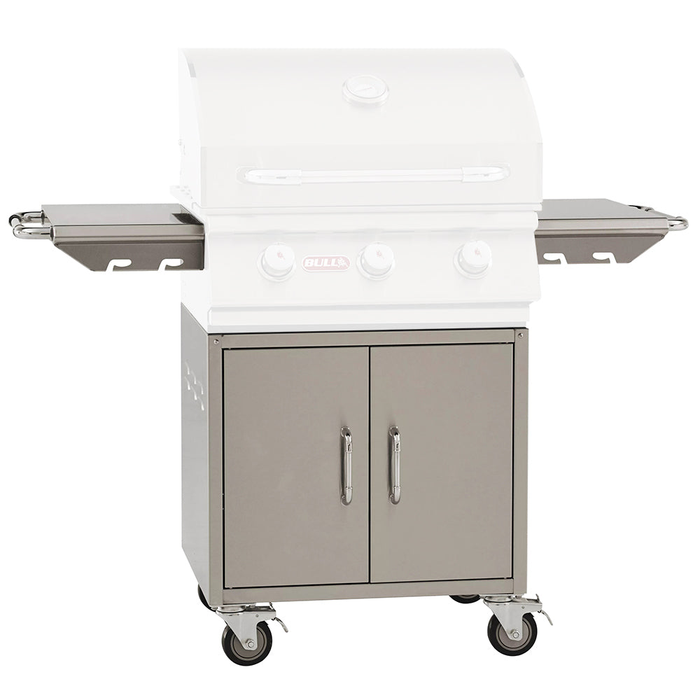 Bull Steer 24-inch grill cart bottom with stainless doors and four caster wheels