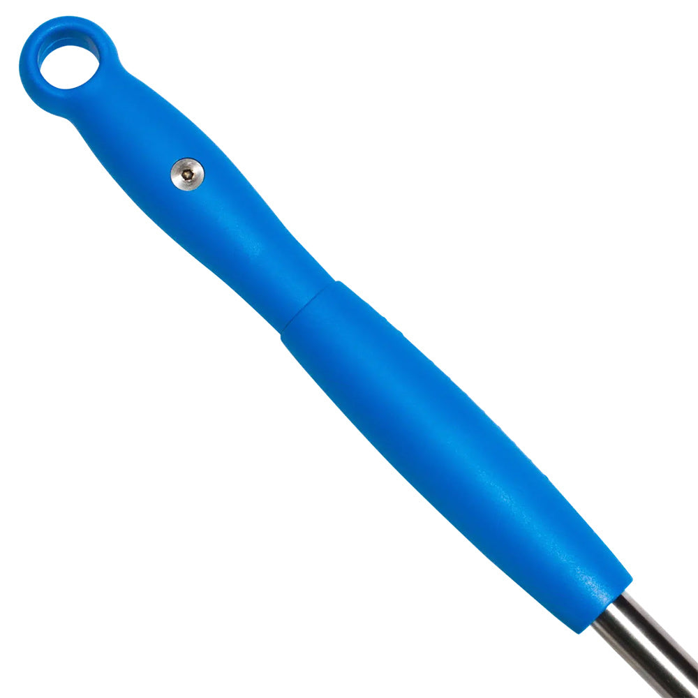 Blue handle small pizza turner peel with hanging hole and metal shaft