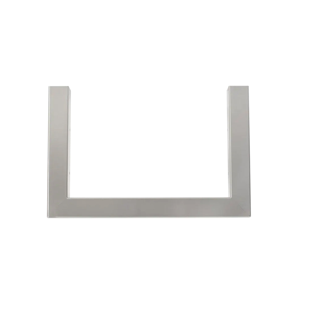 Metal double burner finishing frame, U-shaped opening, silver-gray