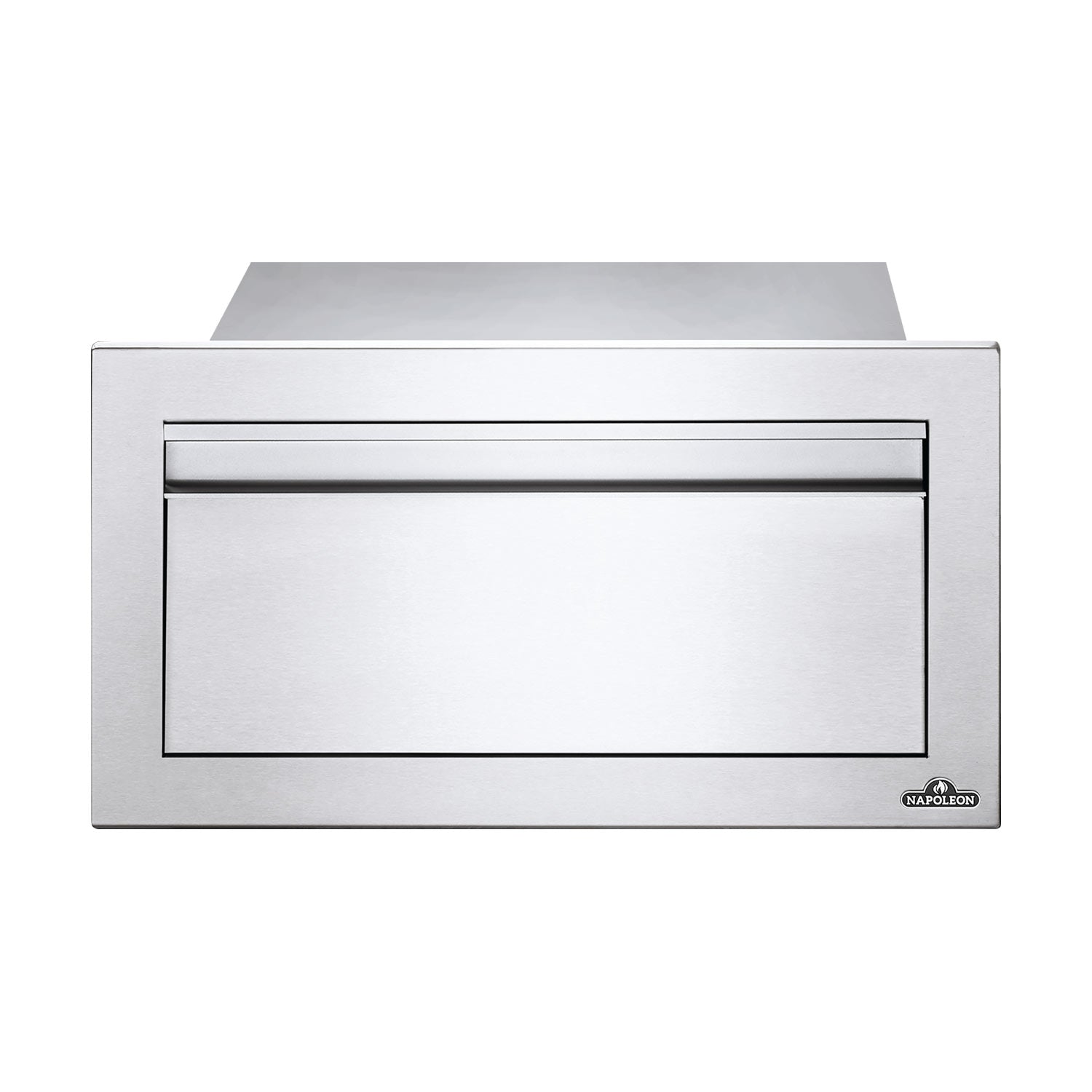 Silver single drawer housing with recessed handle and Napoleon logo