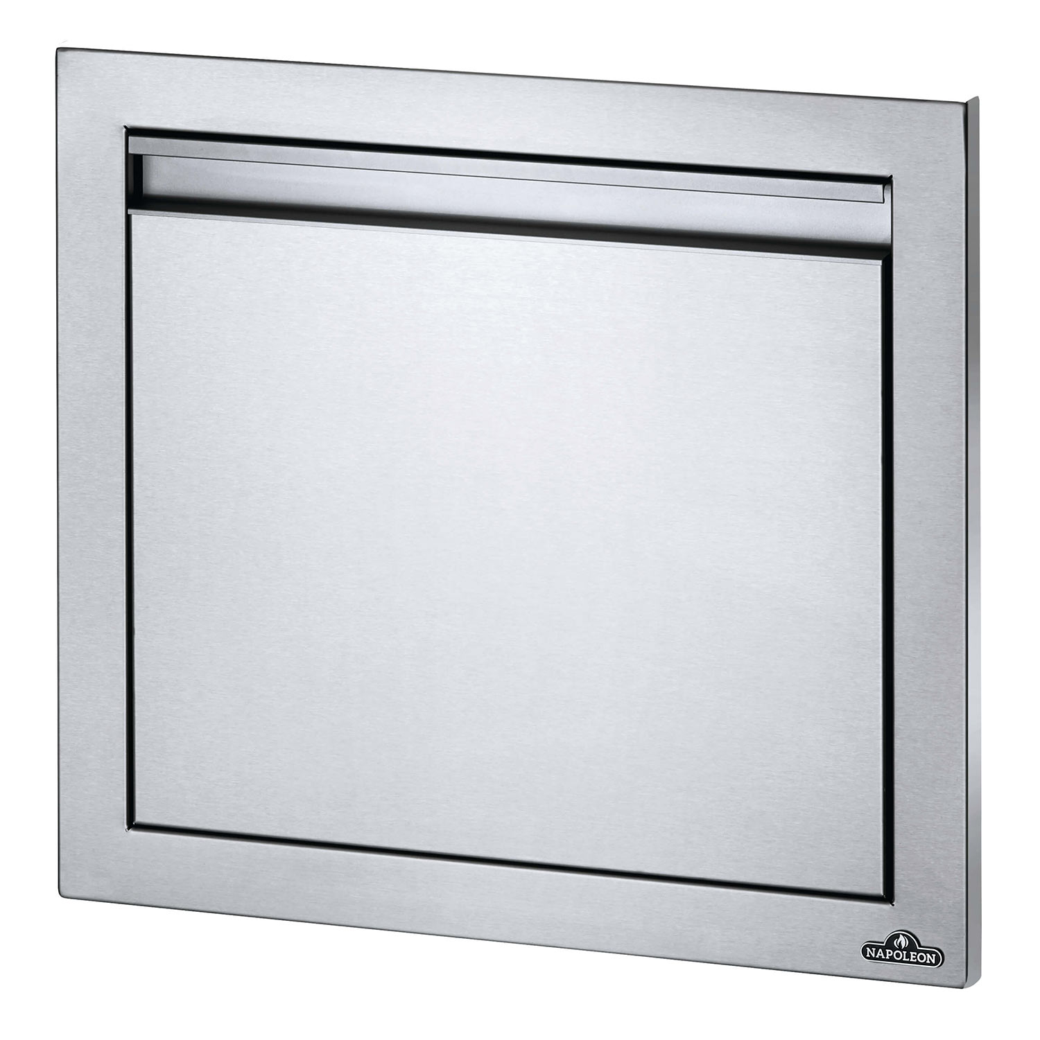 Stainless steel single short door (18x16 in) with black-framed opening