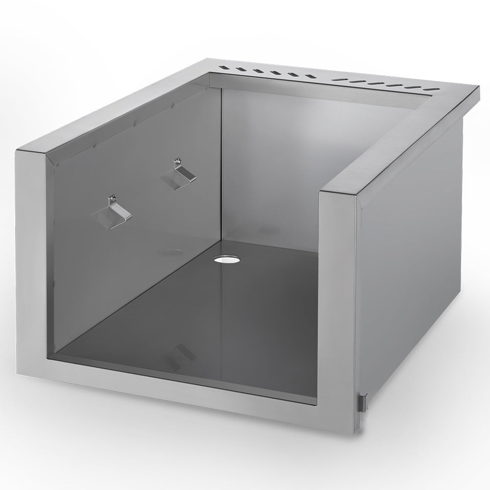 Napoleon zero-clearance liner, open front metal enclosure with perforated top and side panels
