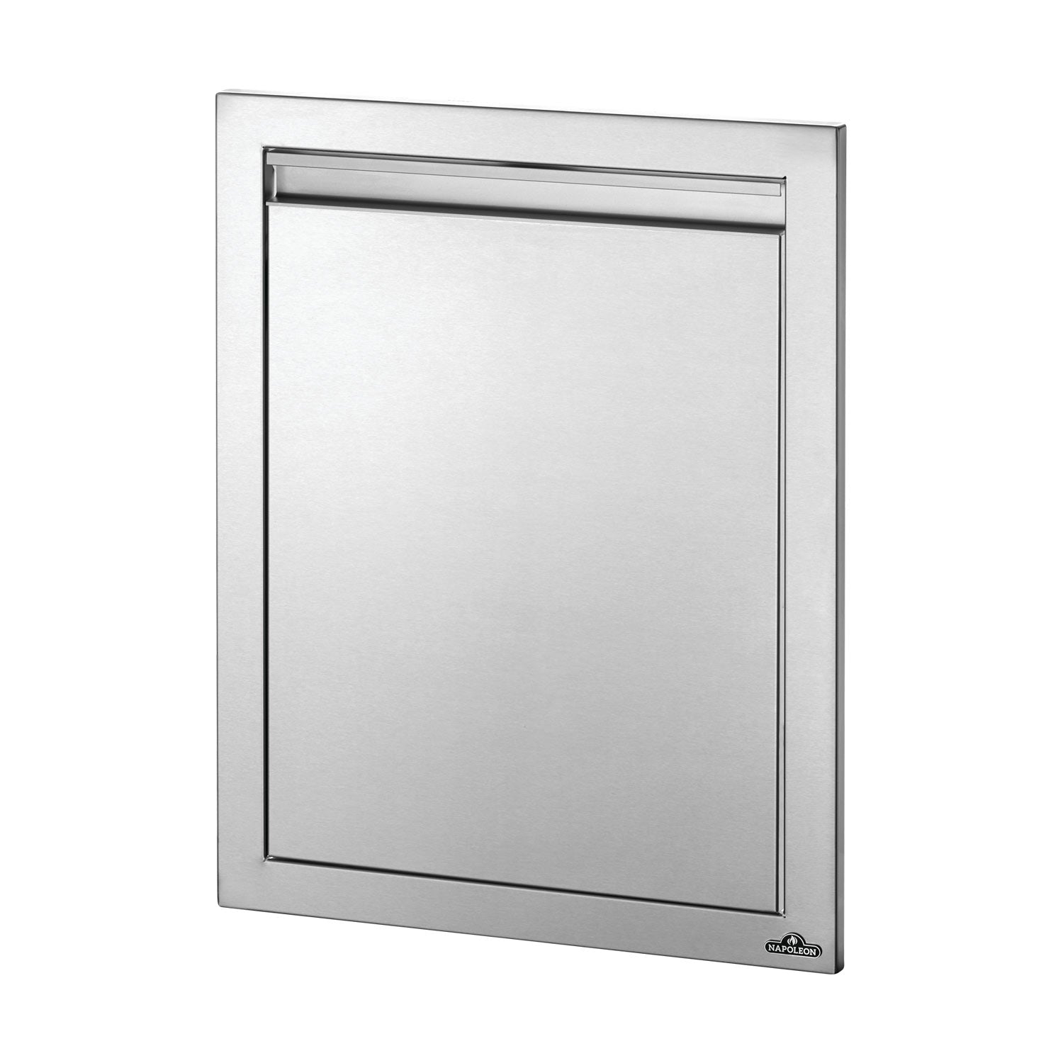 Metallic access door with rectangular frame and top opening bar, 18x24 in
