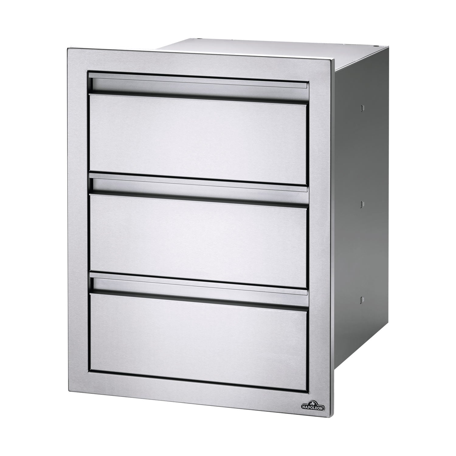 Napoleon triple-drawer housing, 18x24-inch, three drawers with black fronts