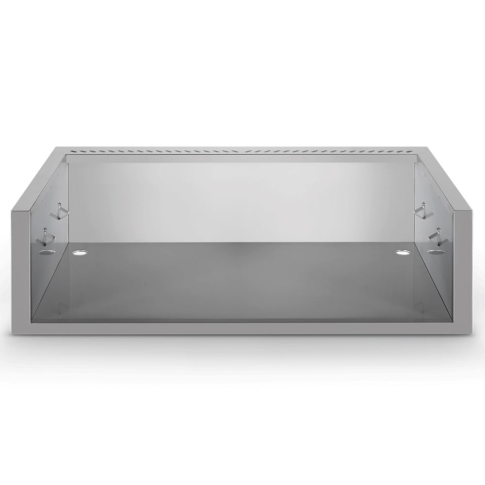 Stainless steel zero clearance liner for built-in grill, rectangular with open interior