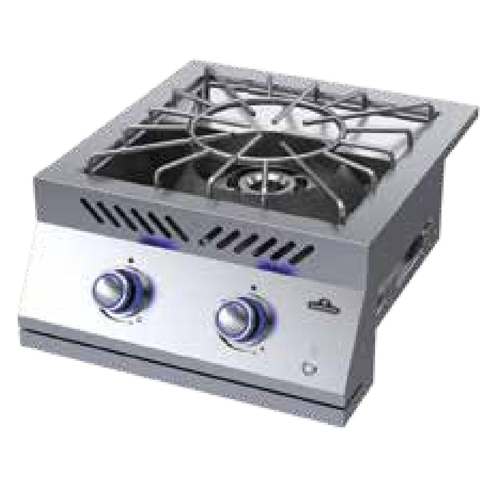 Stainless steel built-in power burner with two control knobs