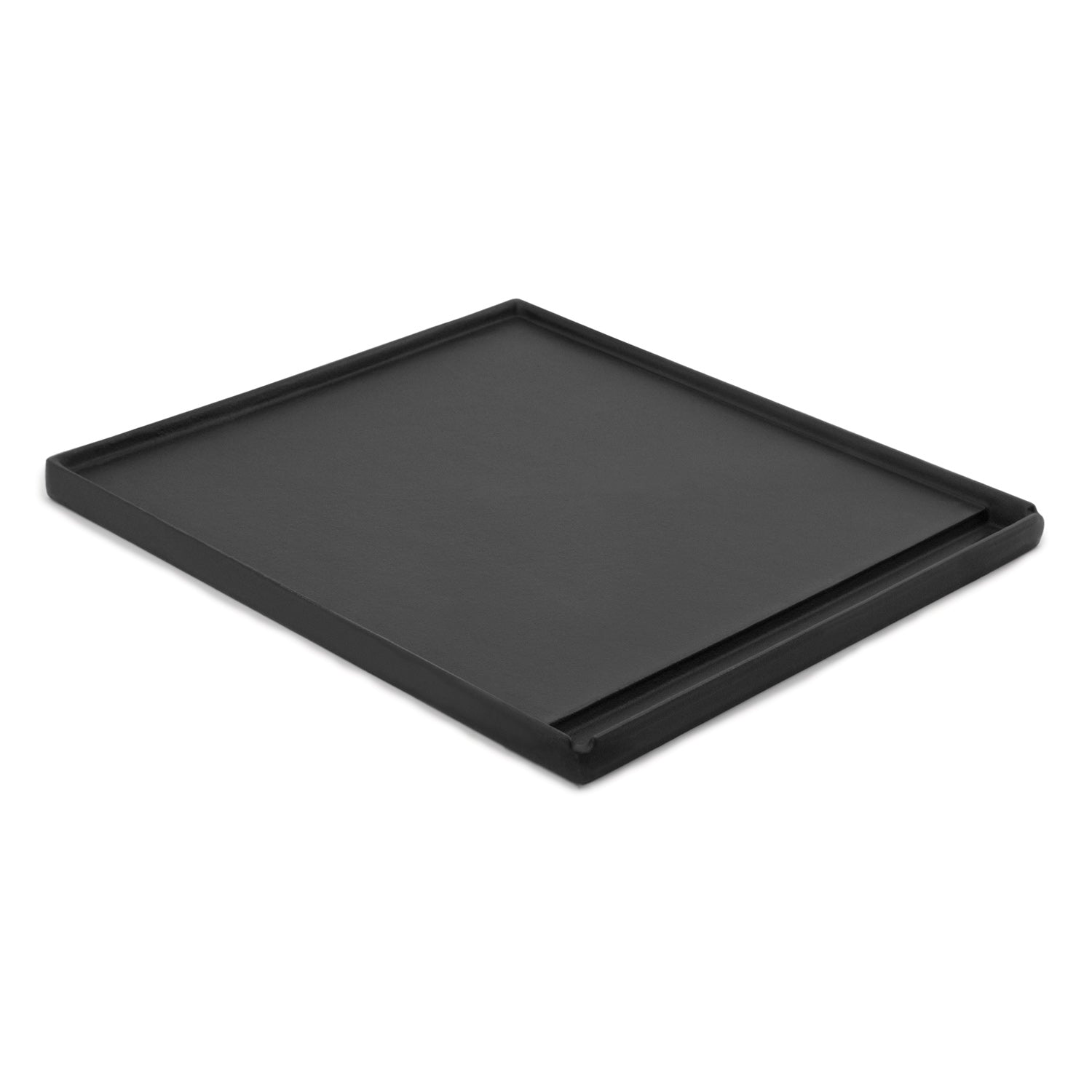 Black cast iron griddle plate, rectangular cooking surface