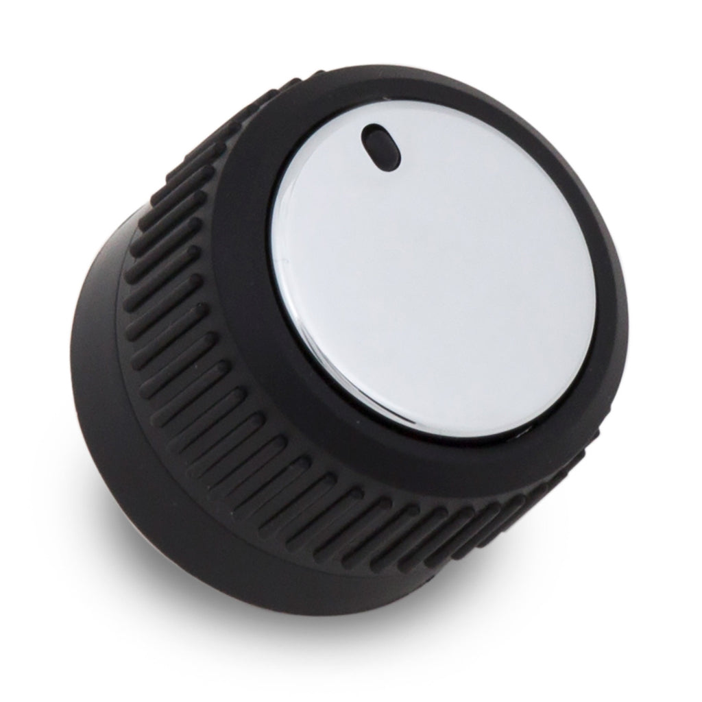 Broil King main burner control knob, black with white center and slot indicator