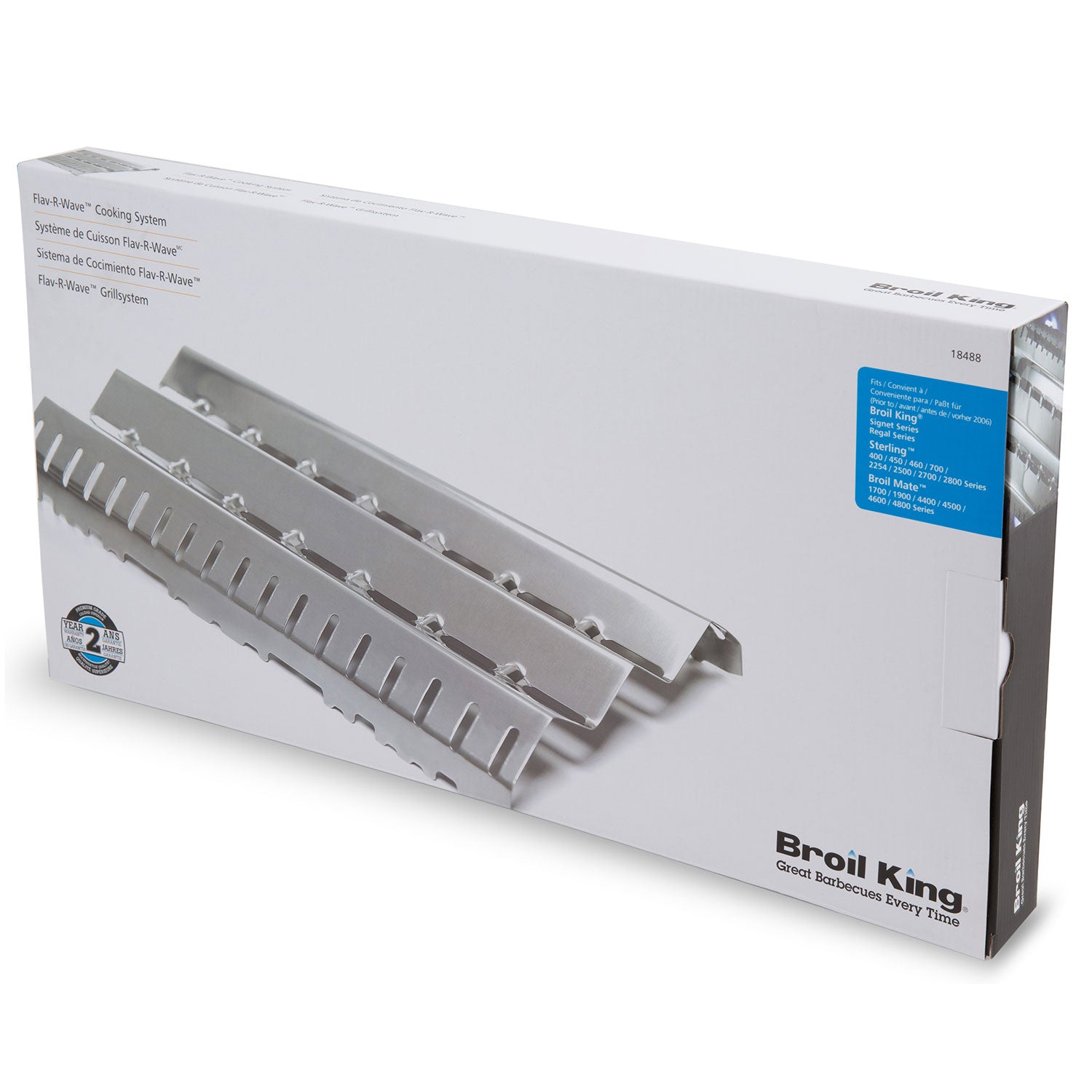 Flame tamer accessory in retail box with stainless steel finned tray