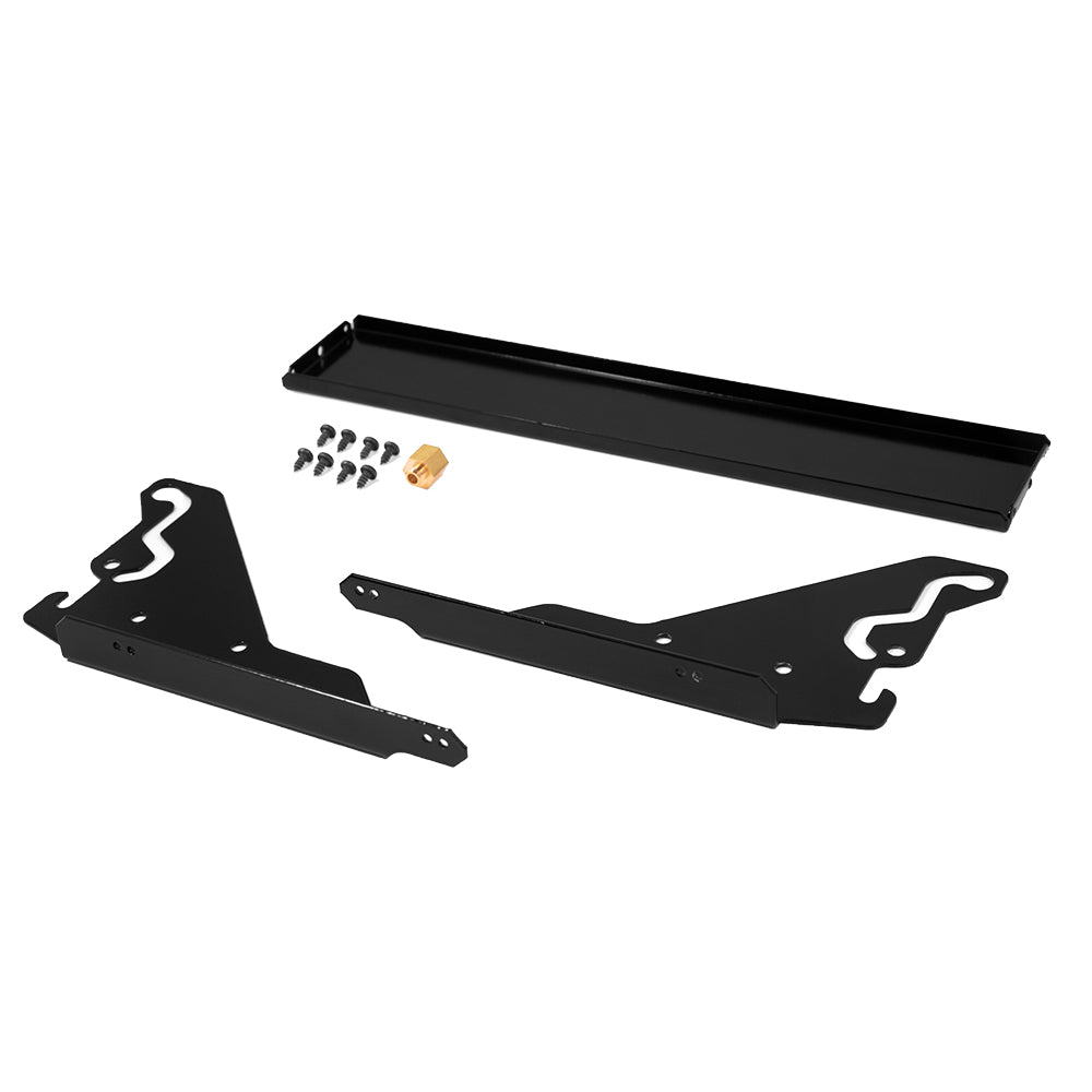 Broil King infrared side burner insert brackets, black metal with mounting holes and screws