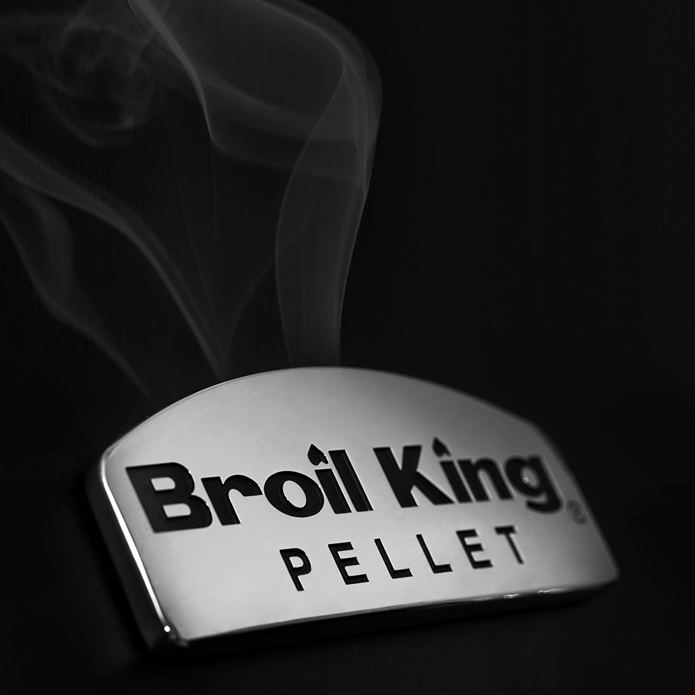 Broil King Pellet nameplate on the grill body