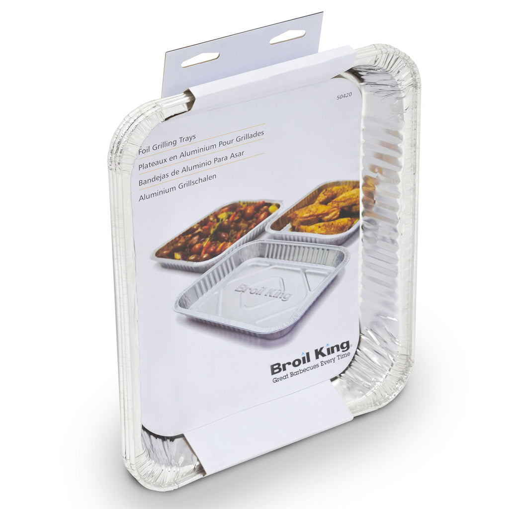 Branded aluminum drip pan tray package with foil insert for grill drip pan