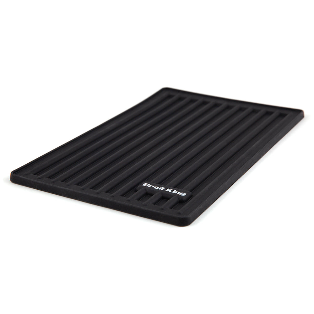 Broil King silicone side shelf mat, black ribbed grate style with small logo