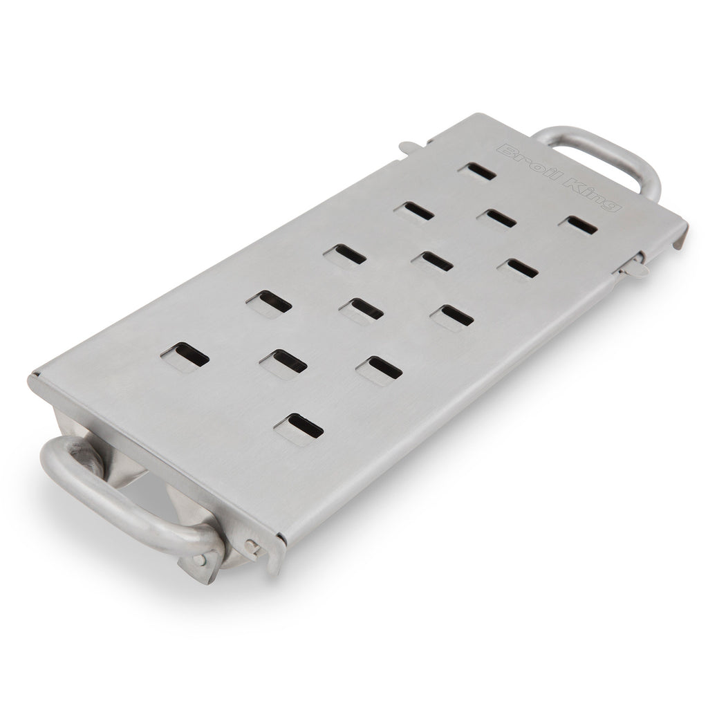 Broil King Imperial smoker box with vented plate and side handles, silver metal