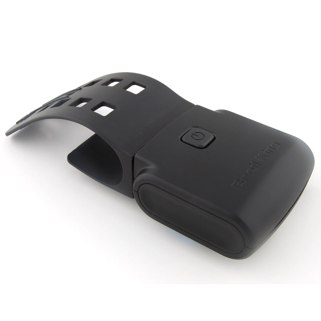 Black grill light housing with side bracket tabs and built-in control button