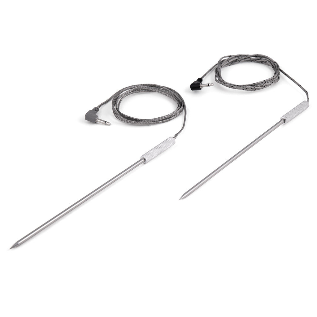 Replacement meat temperature probes with stainless steel tips and braided cables