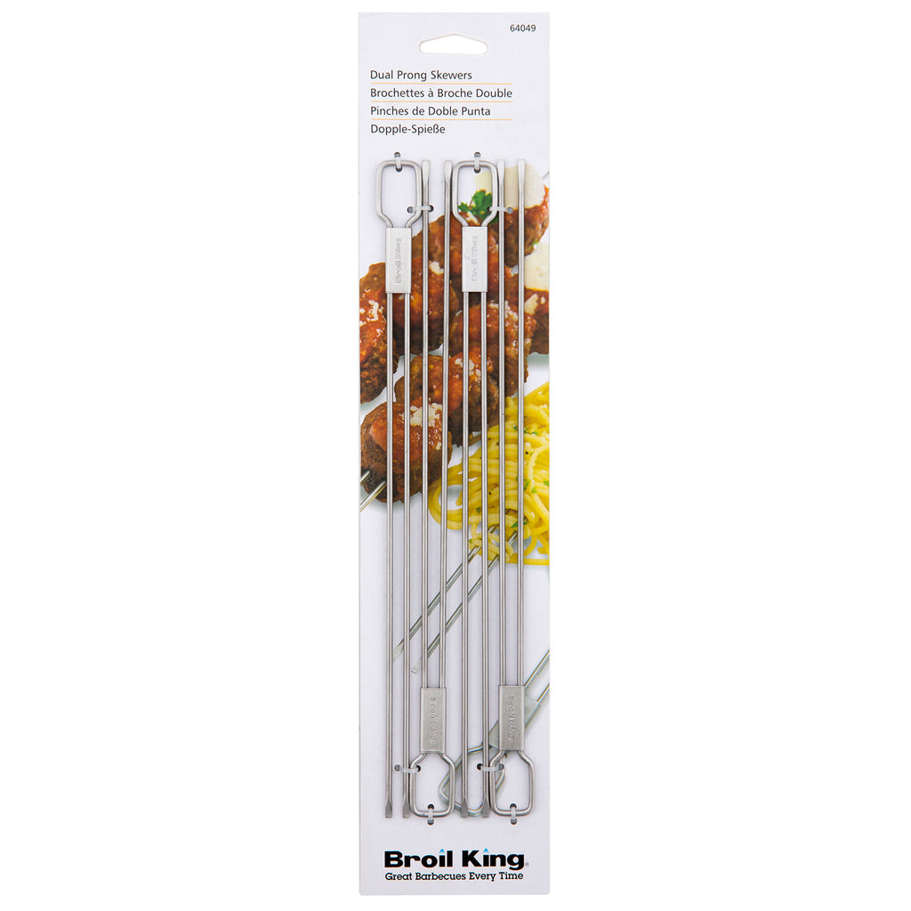 Broil King 64049 dual prong skewers set of four blister pack