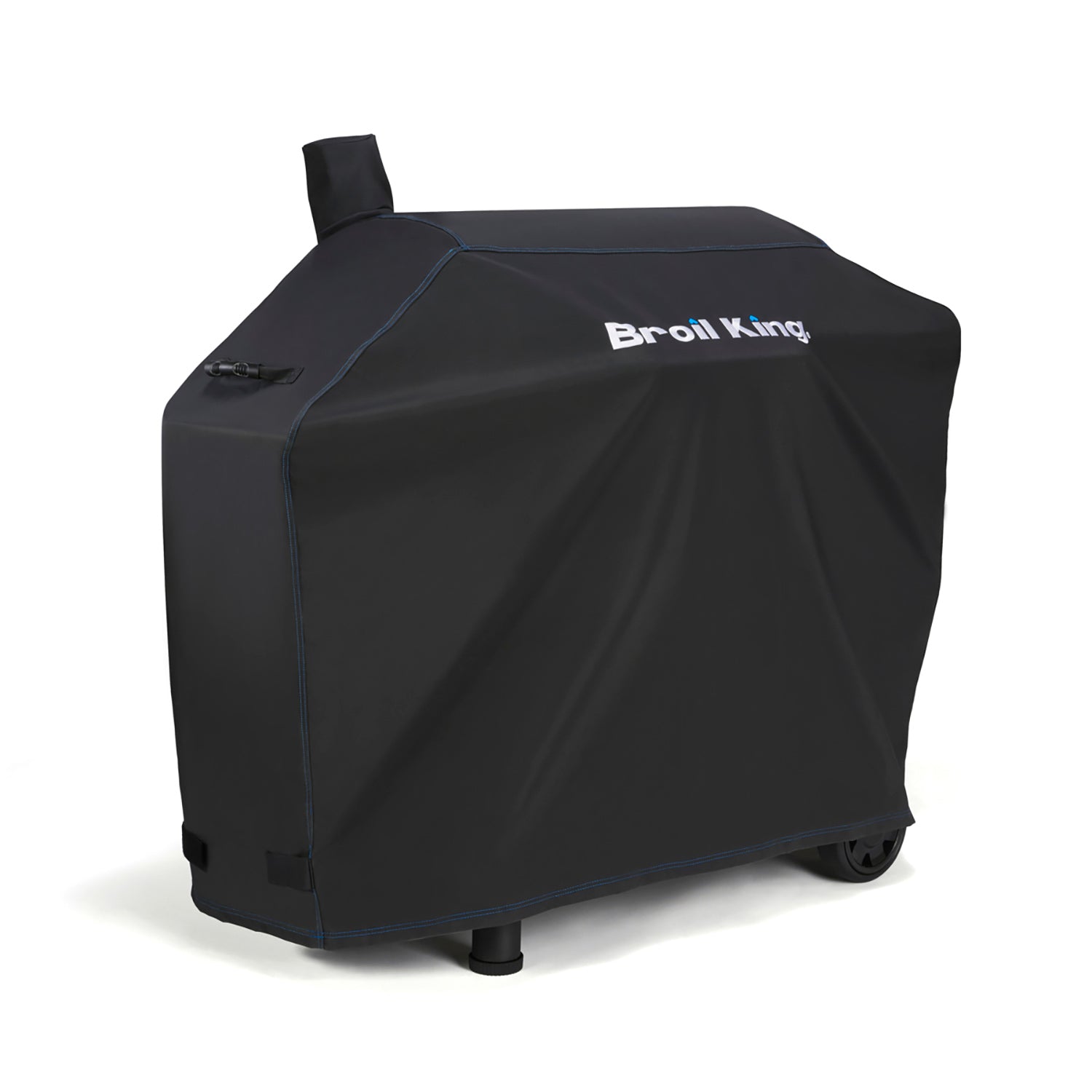 Broil King polyester grill cover, dark gray with logo on slanted lid panel.
