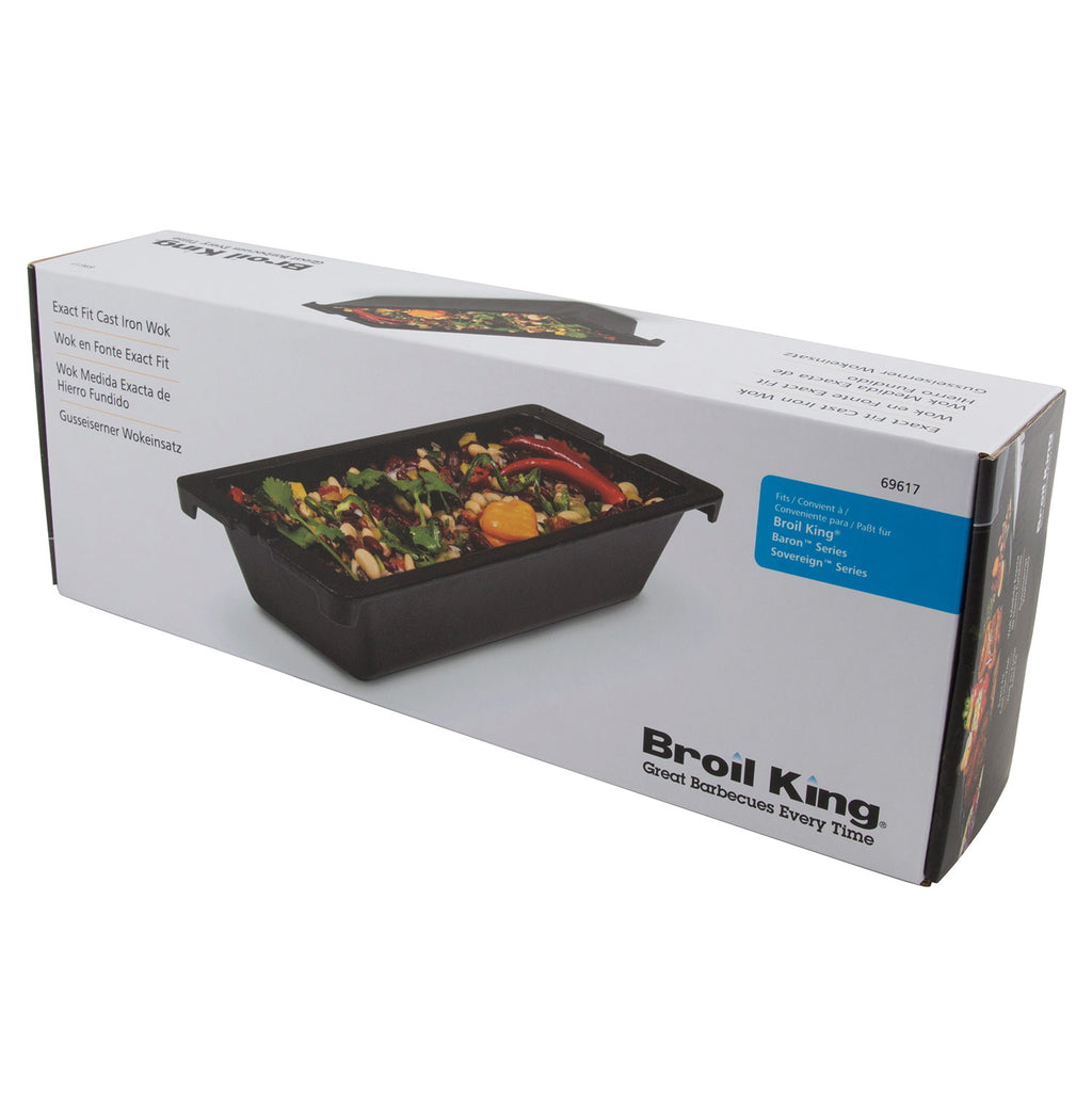 Broil King cast iron wok accessory box with product photo on front