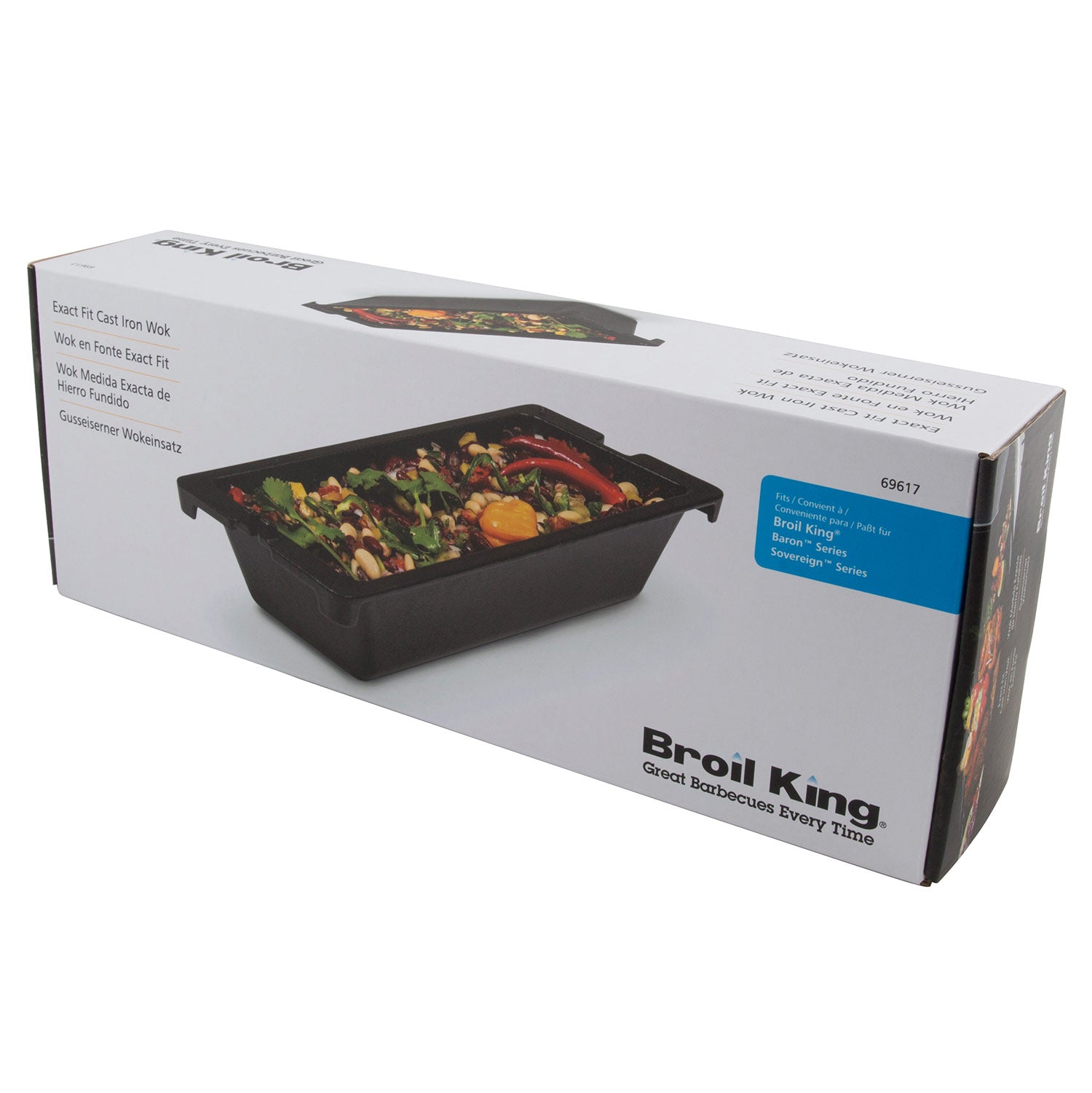 Broil King cast iron wok accessory box with product photo on front