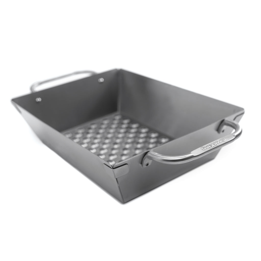 Stainless steel grill wok topper with textured metal cooking surface