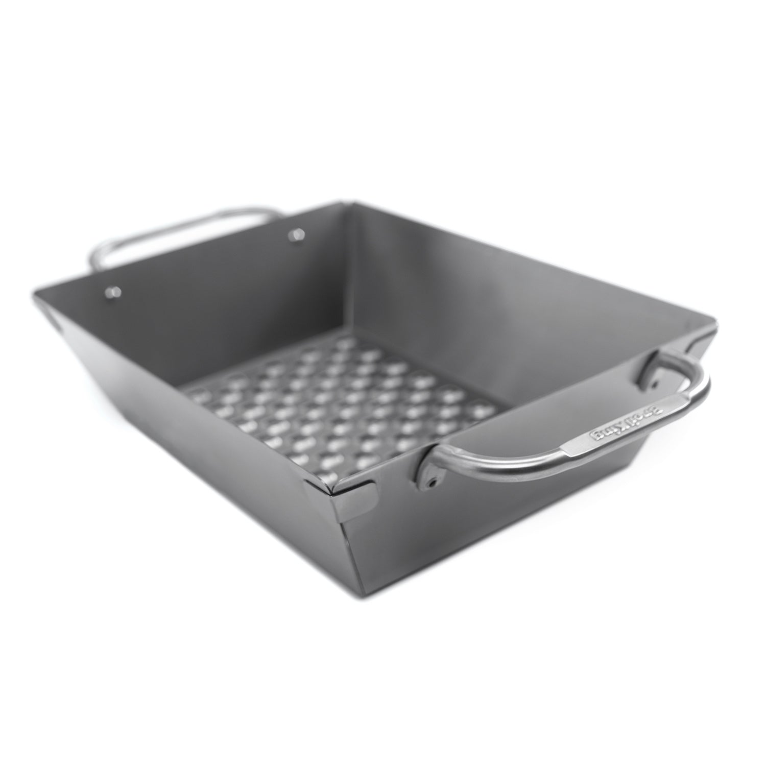 Stainless steel grill wok topper with textured metal cooking surface