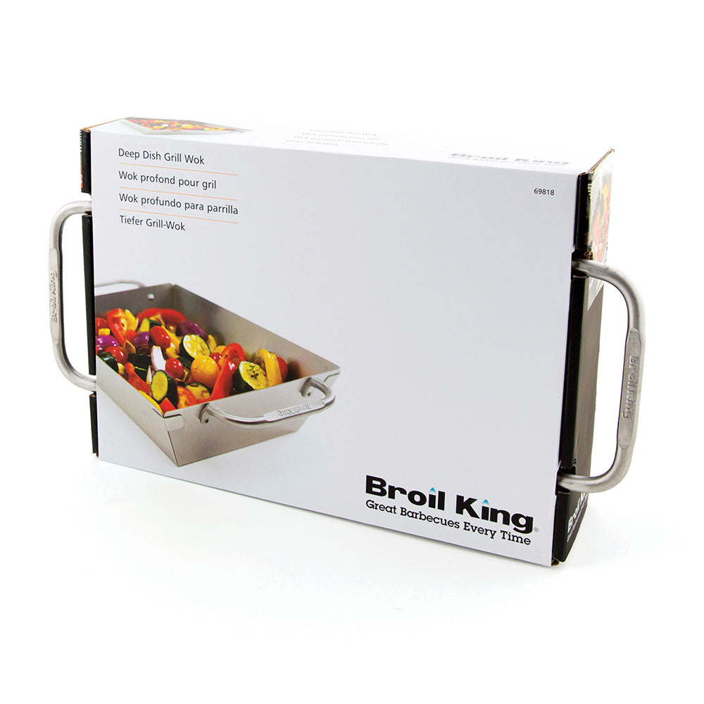 Broil King deep dish grill wok package with stainless steel wok illustration