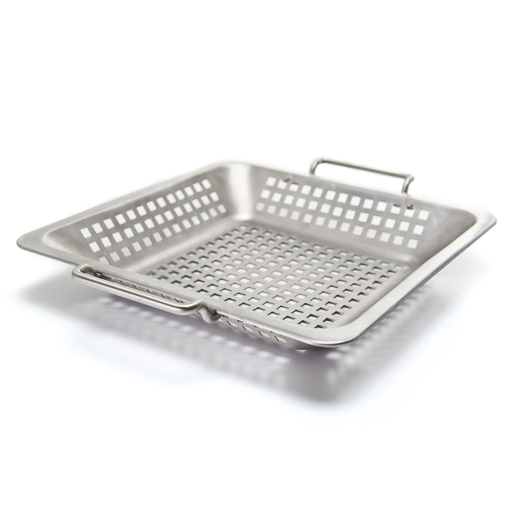 Stainless steel wok grill topper with perforated grate and side handles