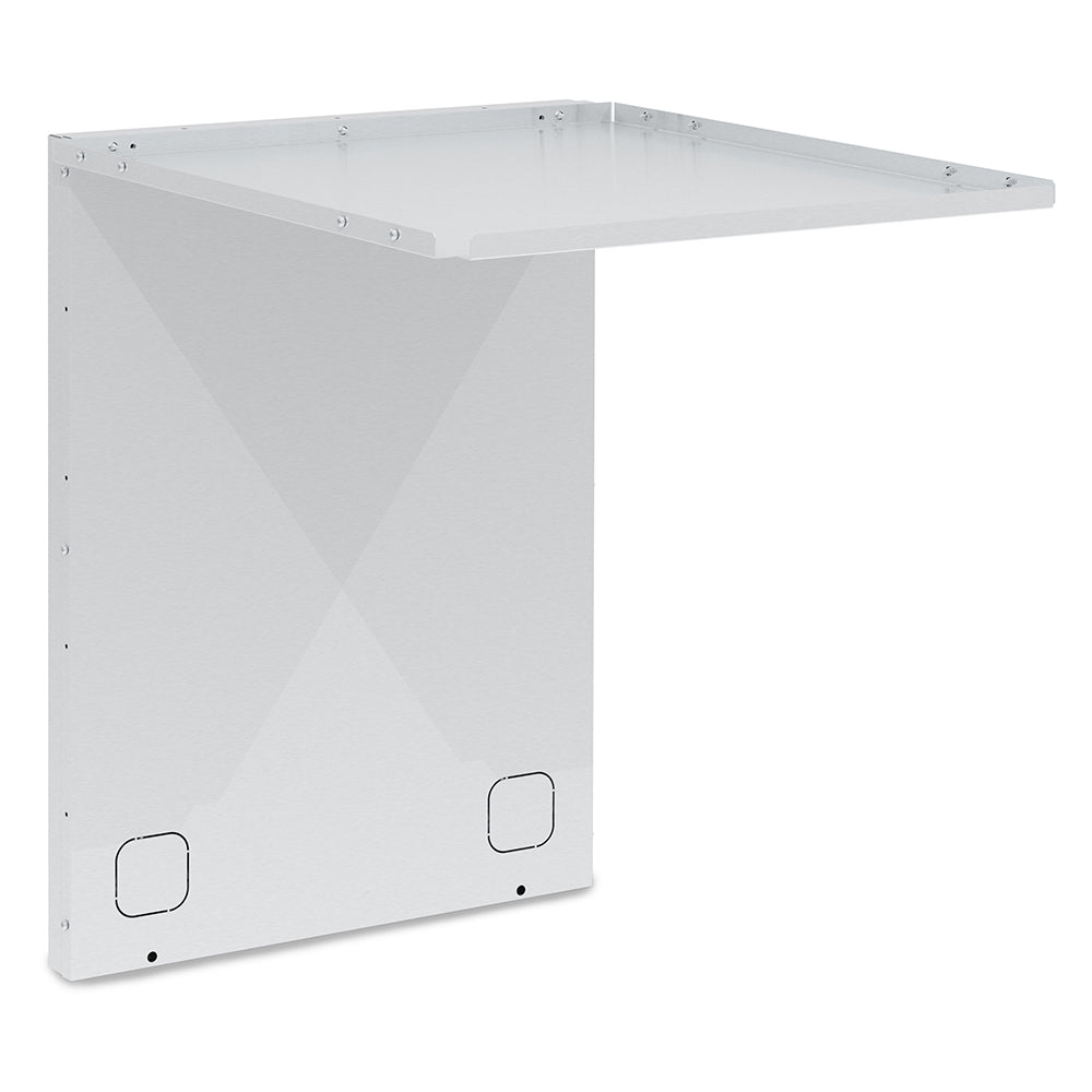 Stainless steel refrigerator rear panel with two square ventilation cutouts