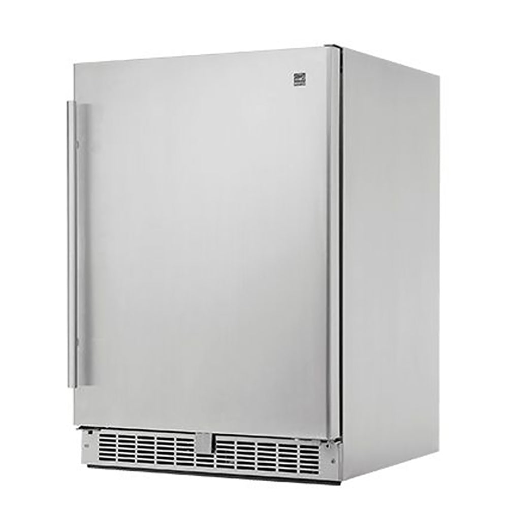 Stainless steel integrated outdoor refrigerator with solid door and side hinges