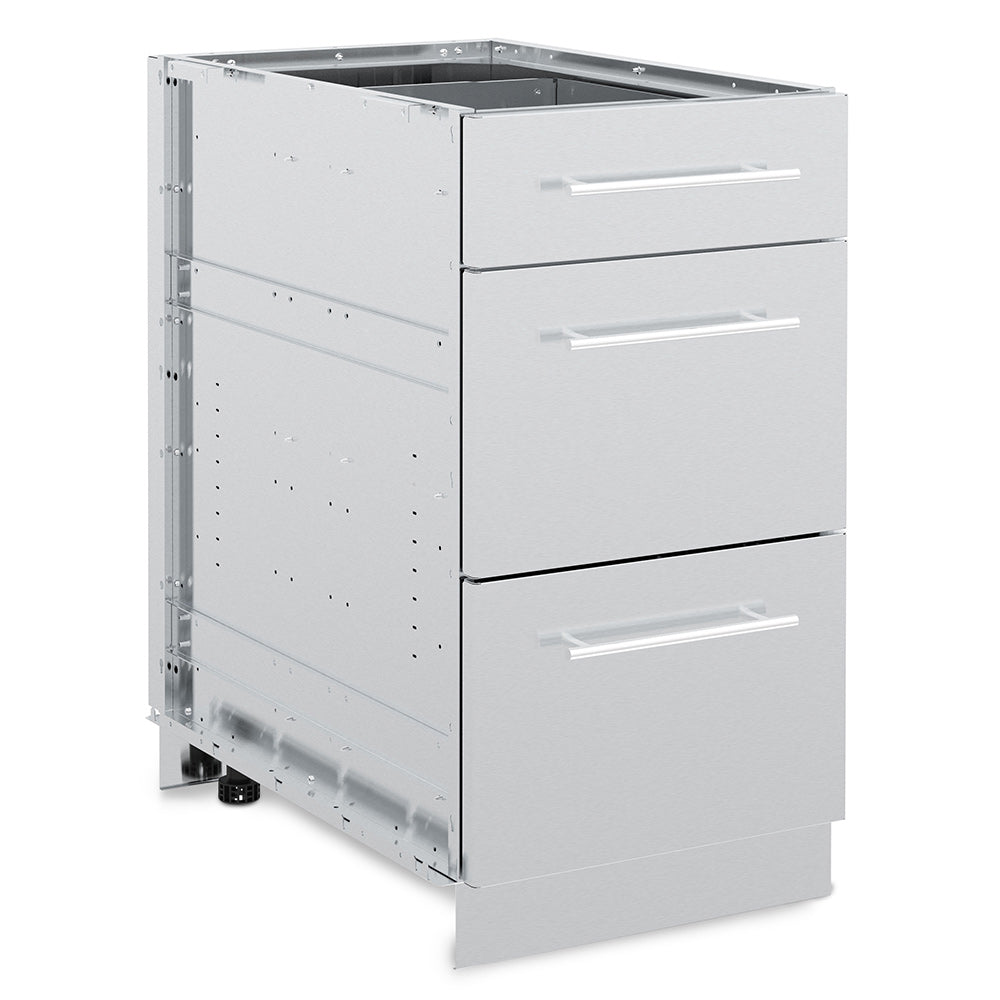 Broil King 3-drawer stainless cabinet, light gray with side access panel