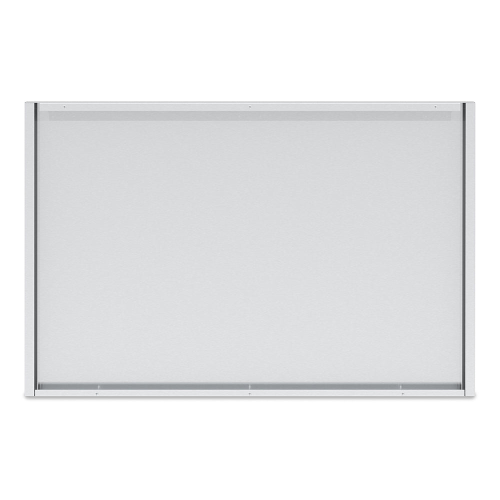 Stainless steel rear panel for 6-burner cabinet, rectangular with metal frame