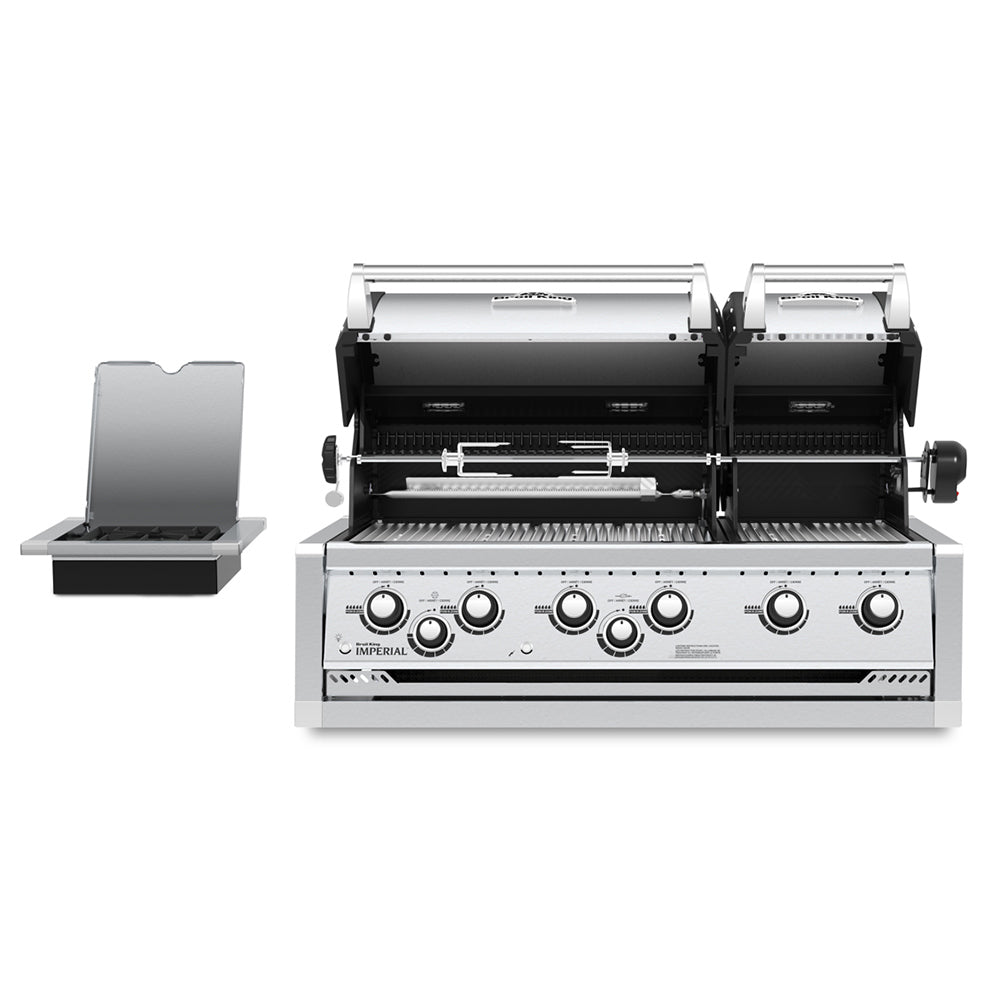 Open Imperial grill with stainless steel grates, burners, and control panel
