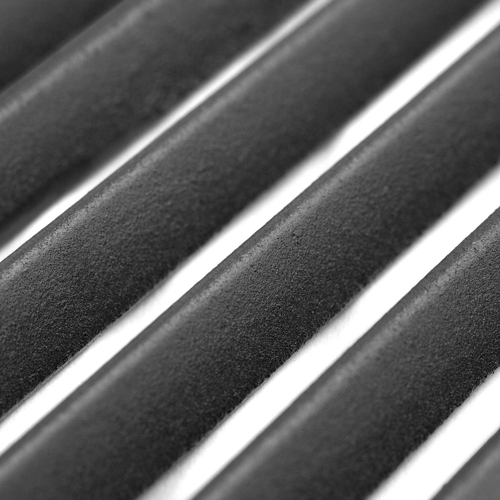 Gas grill interior heat shield and burner cover in black and silver metal