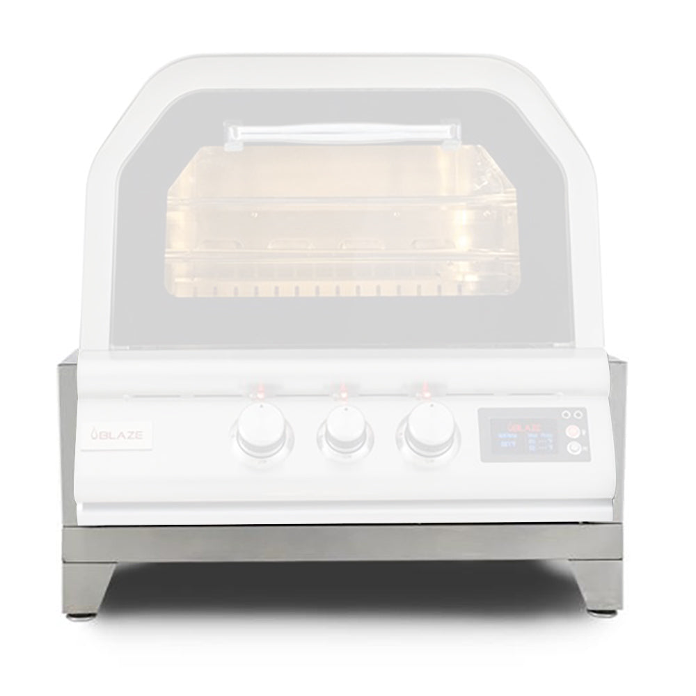 Stainless steel gas pizza oven with clear viewing lid, three knobs and digital display