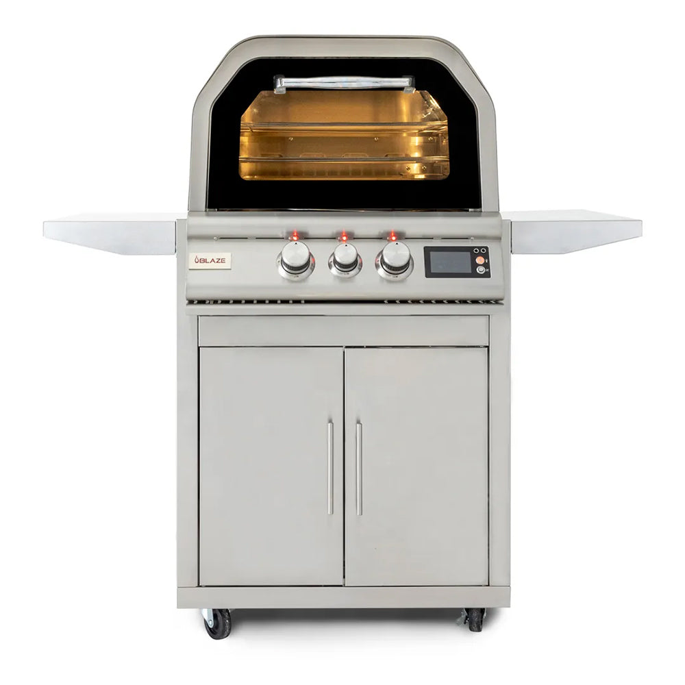 Blaze 26-Inch Stainless Steel Gas Outdoor Pizza Oven with Rotisserie on Cart