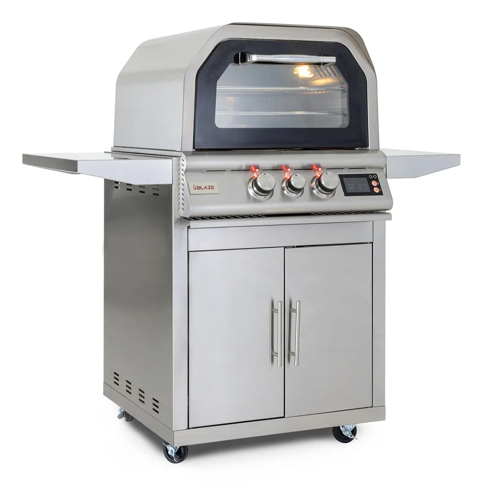 Blaze 26-Inch Stainless Steel Gas Outdoor Pizza Oven with Rotisserie on Cart
