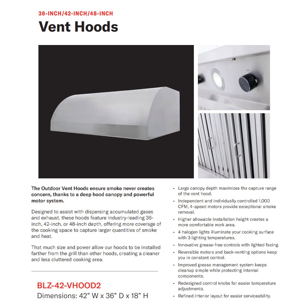 Outdoor vent hood shown in a product render, rectangular curved stainless chimney