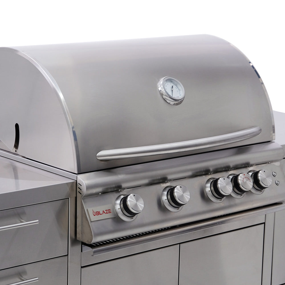 Blaze Freestanding Gas Grill with Lights on Island, 32-Inch