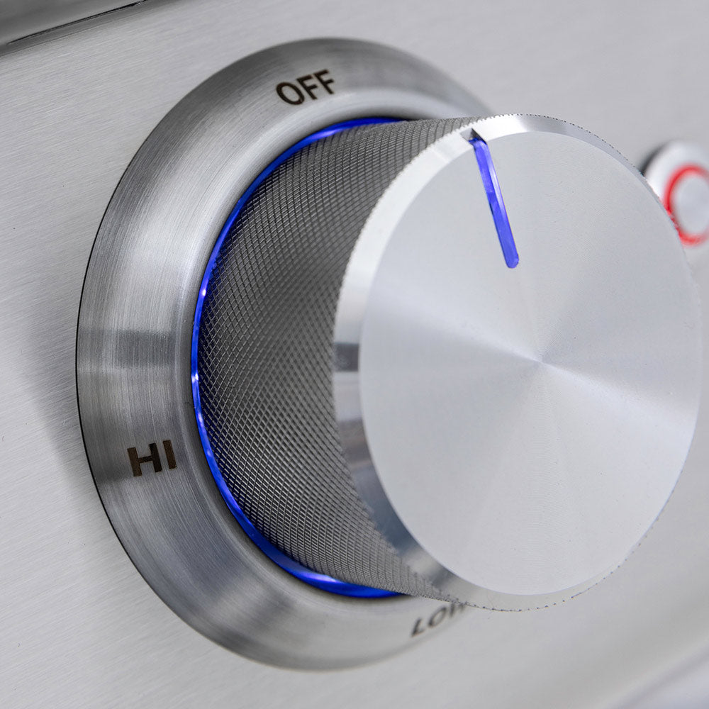 Blaze 32-Inch Freestanding Gas Grill with Lights on Island