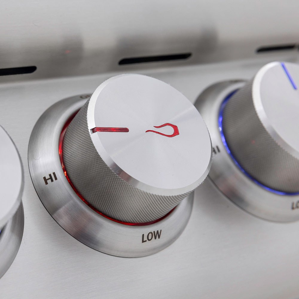 Blaze 32-Inch Freestanding Gas Grill with Lights on Island