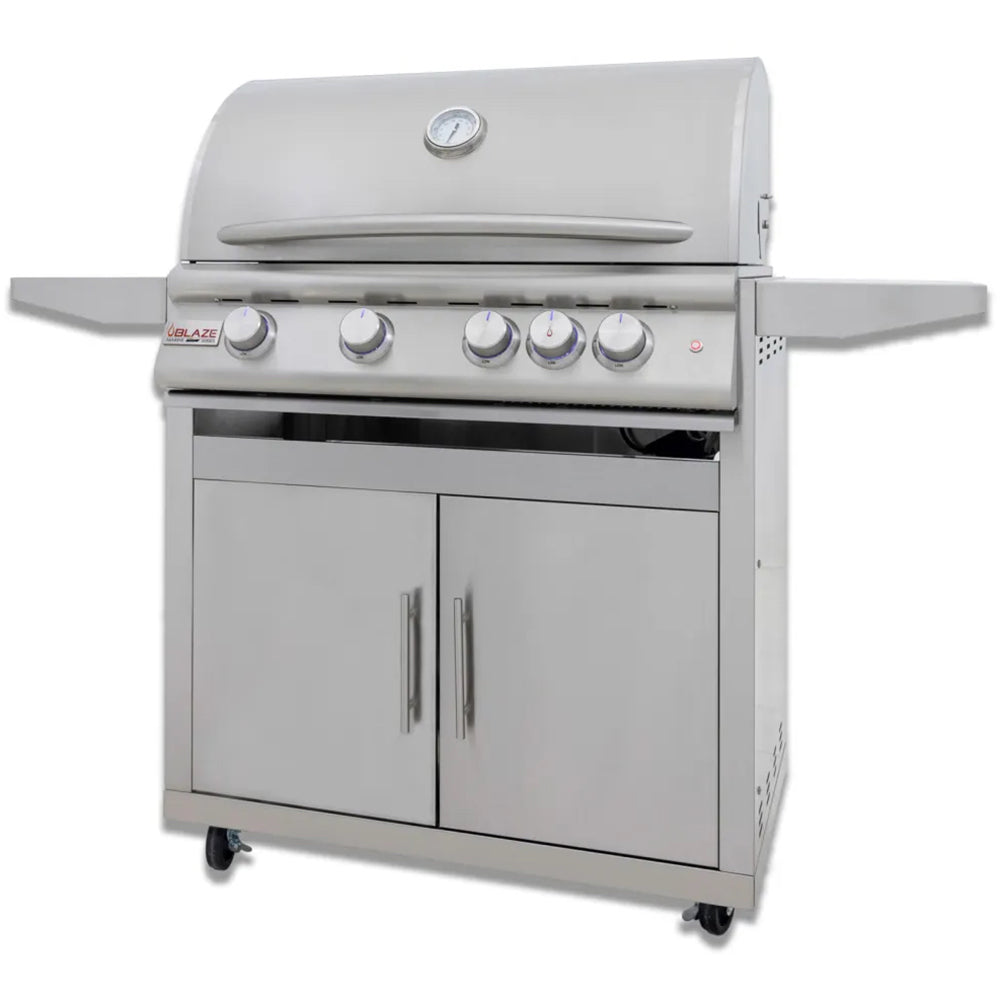Blaze 32-Inch Marine Grade Stainless Steel Gas Grill with Lights on Cart