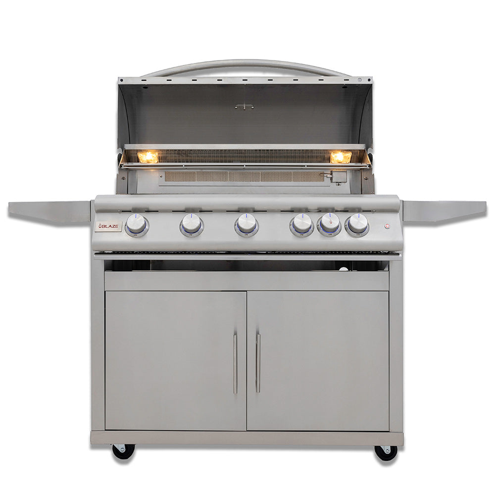Blaze 40-Inch Gas Grill with Lights on Cart