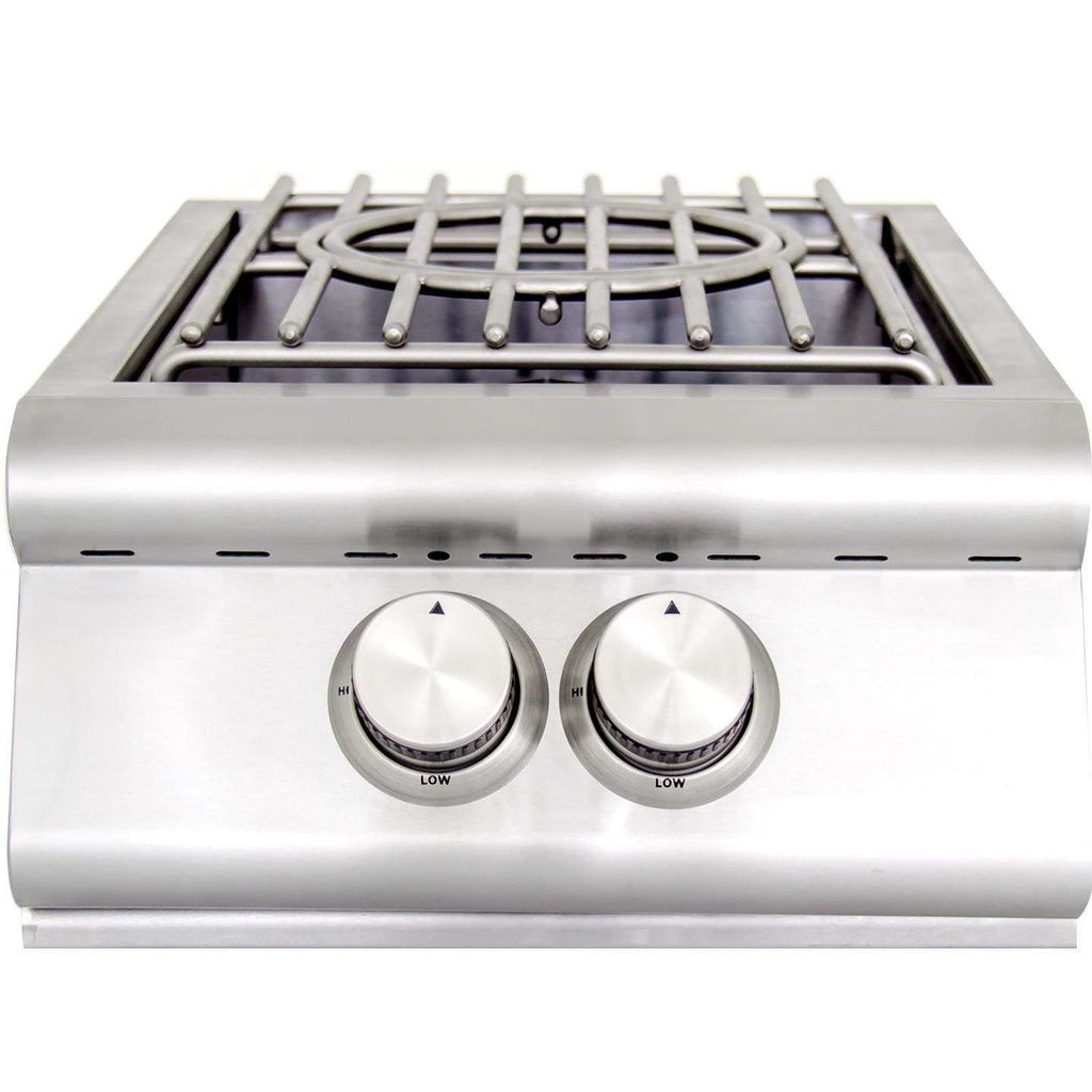 Stainless steel gas burner grate with two front temperature control knobs
