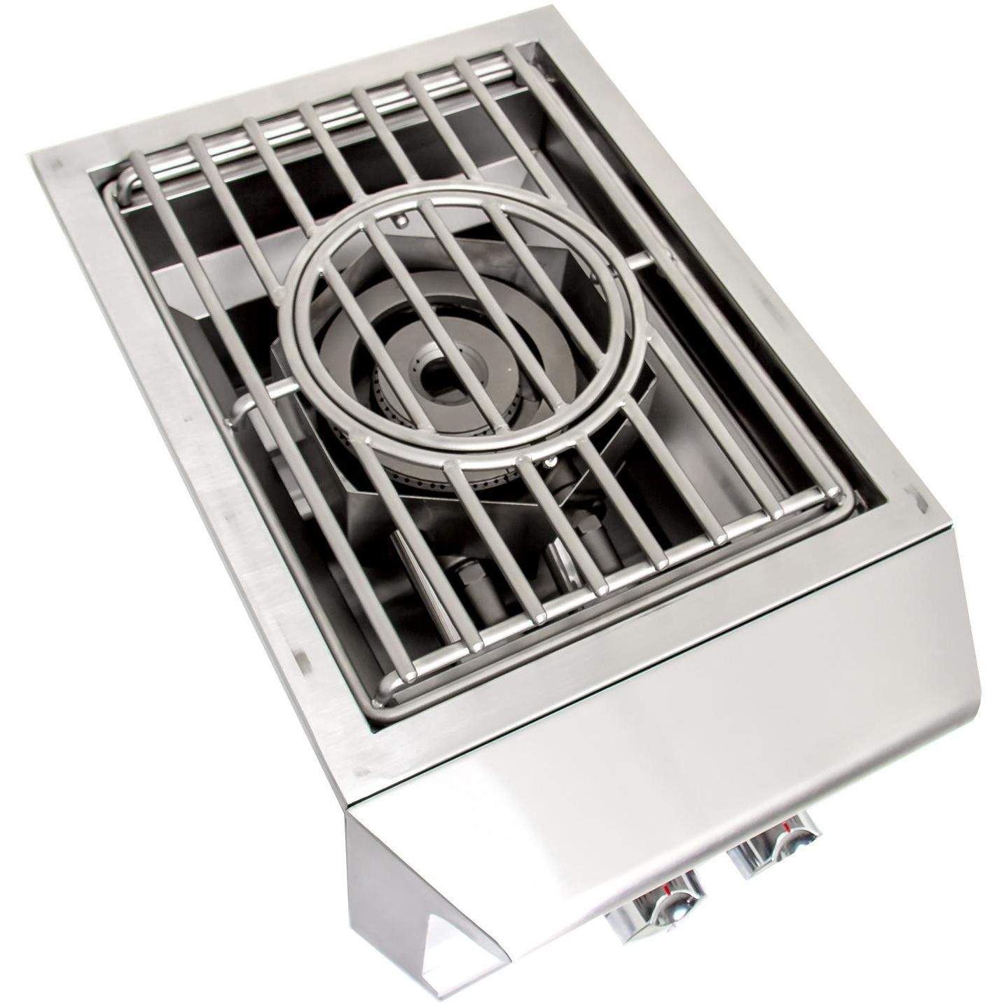 Built-in wok ring burner grate with circular burner head in stainless steel frame