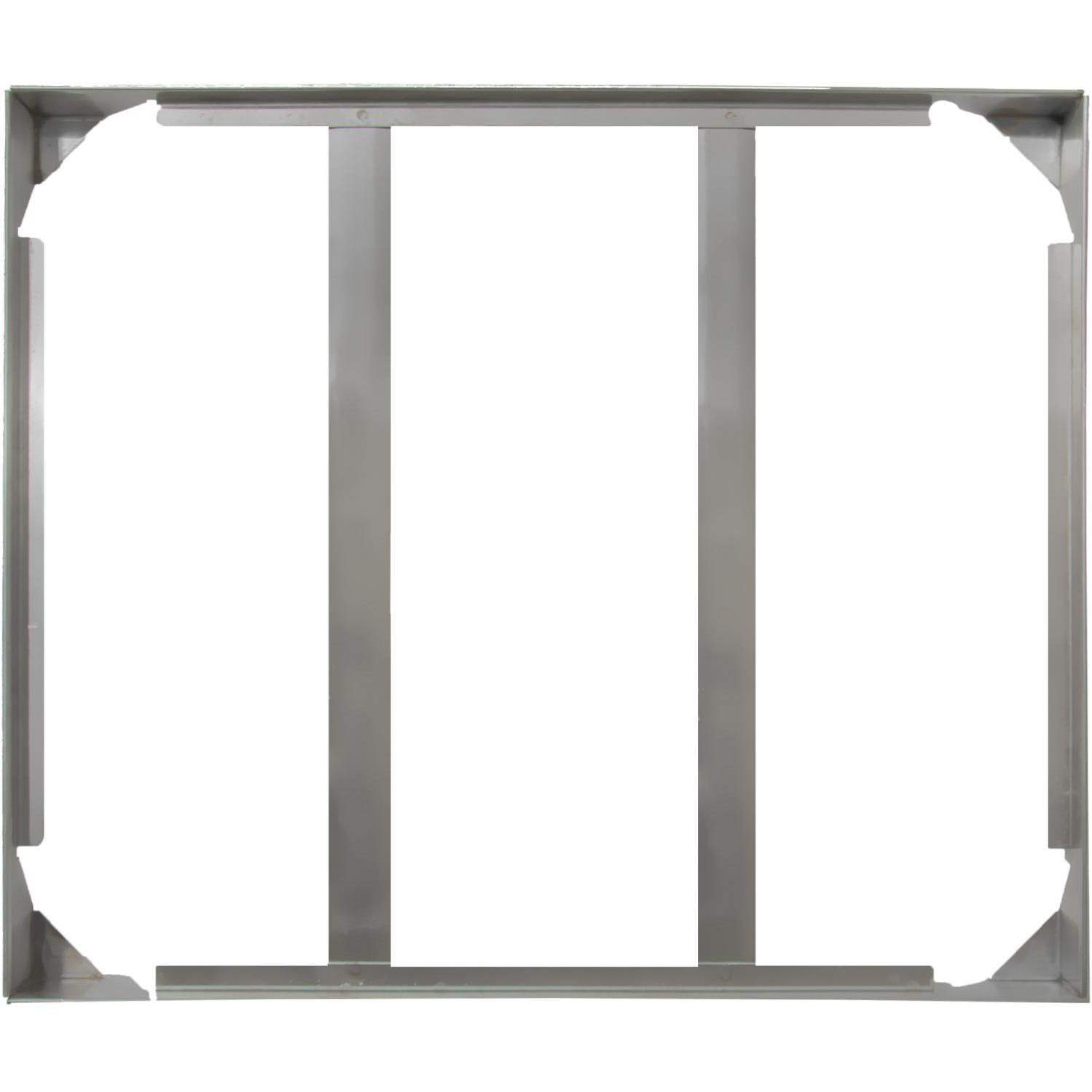 Stainless steel tray frame with molded corner supports for pizza stone