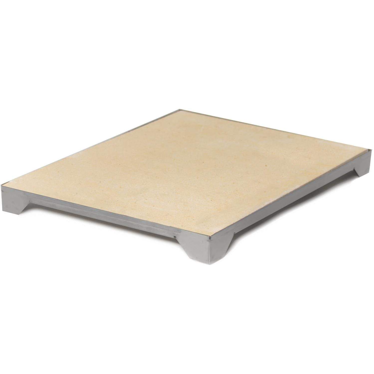 Pizza ceramic pizza stone with stainless steel tray, light beige cooking surface