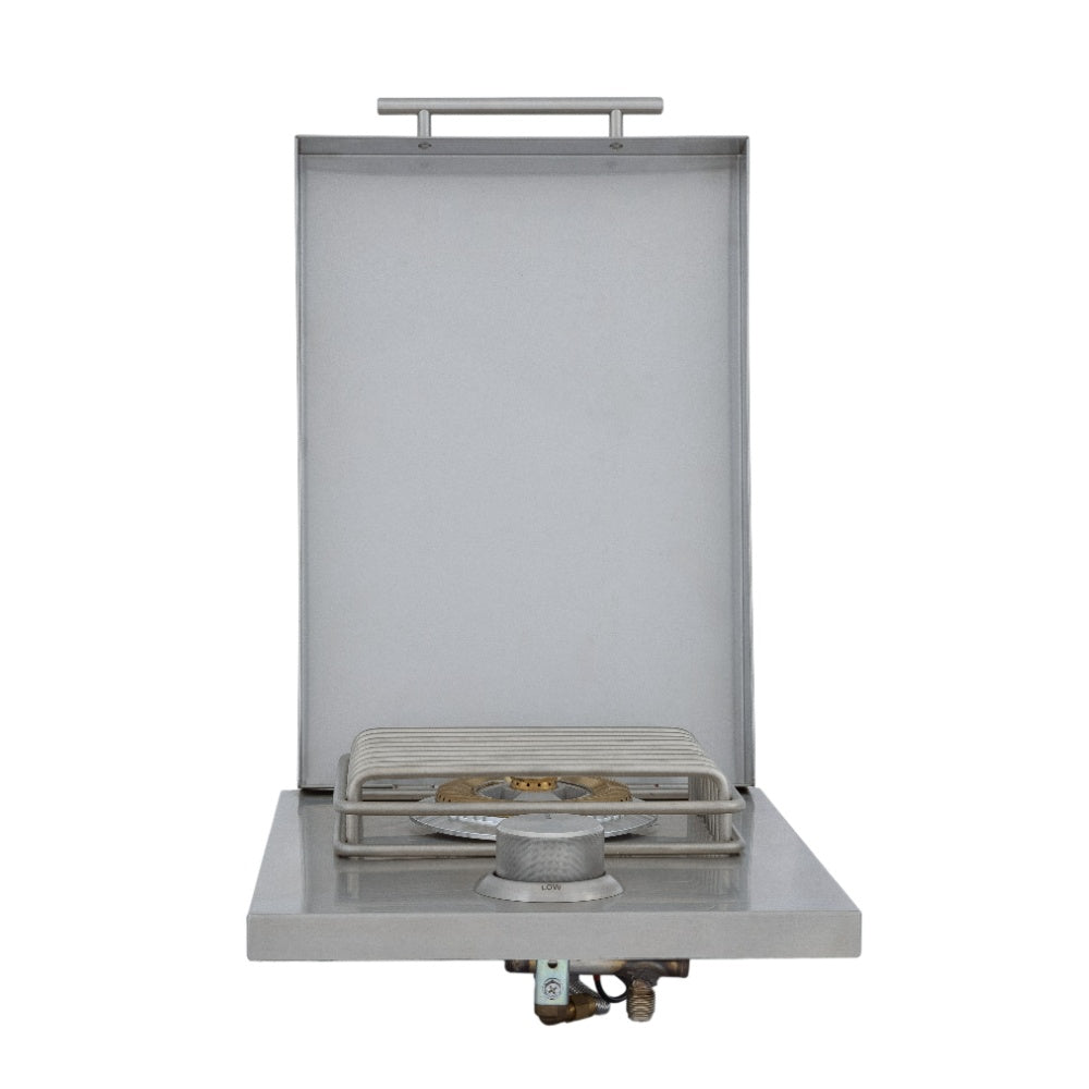 Blaze LTE+ built-in single side burner front view with burner grate and control knob